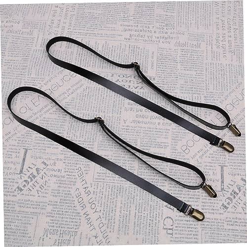 LIFKOME 2Pcs Adjustable Elastic Pants Suspenders Clips for Non PU Leather Trousers Straps Comfortable Fit for Boys and Durable Design for Use2