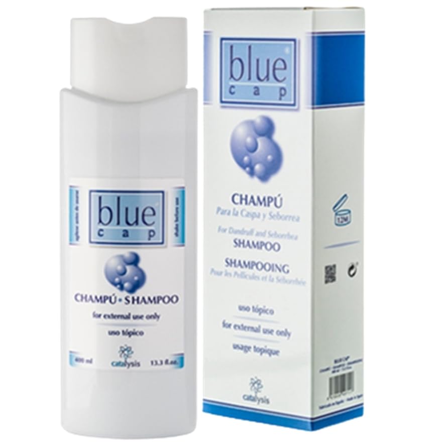 Blue Cap Champú Anticaspa y Seborrea con Piritionato de Zinc, Regula Grasa y Alivia Picor, Apto Psoriasis, 400 ml