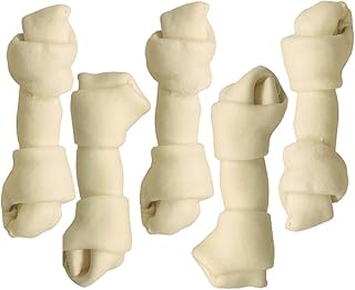 Top Dog Chews Natural Beef Rawhide Bones (5 Pack) - 8"-10" Long-Lasting, Digestible Treats for Aggressive Chewers