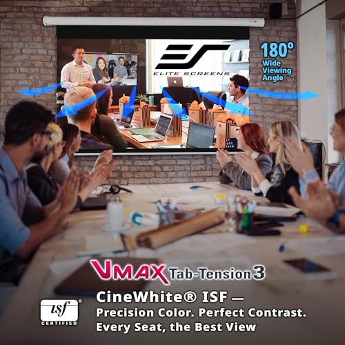 Image of Elite Screens VMAX Tab-Tension 3 Series, 115-INCH Electric Motorized Projector Screen CineWhite ISF Material Movie Home Theater, VMAXT115XWH3