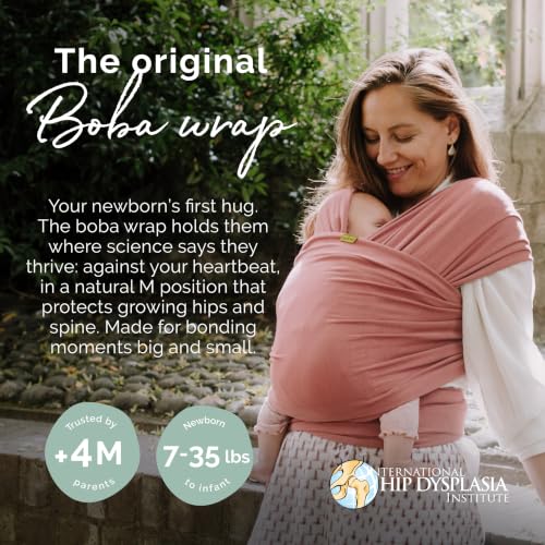 Image of Boba Baby Wrap Carrier - Original Baby Sling Carrier for Newborns (7-35 lbs), Soft, Secure, Hands-Free & Ergonomic, Ideal for Comfortable Bonding, New Parents (Dusty Pink)