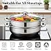 ZENFUN Steamer Pot With Lid 2 Tier, Multipurpose Stainless Steel Steaming Pot, Steam Pots With Handle For Vegetable, Dumpling, Food, 11 Inch（Thickened）