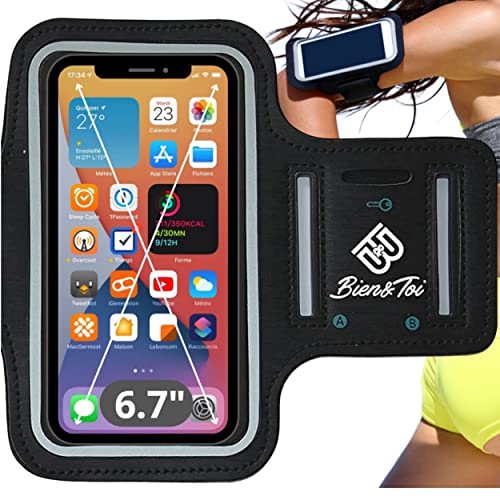 Brassard Smartphone TailleXL/iPhone14,13,12,11pro/ProMax/11/XR/6SPlus,XsMax SamsungS23,S22,S21,S20/S20FE/A52/A72/S21/NOTE20/S8 étui de Sport pour téléphone...