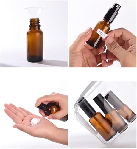 Miniatura 4 de 6 botellas de loción de vidrio ámbar de 1.0 fl oz1 oz vacías recargables para maquillaje cosmético, tamaño de viaje, dispensador de frascos para