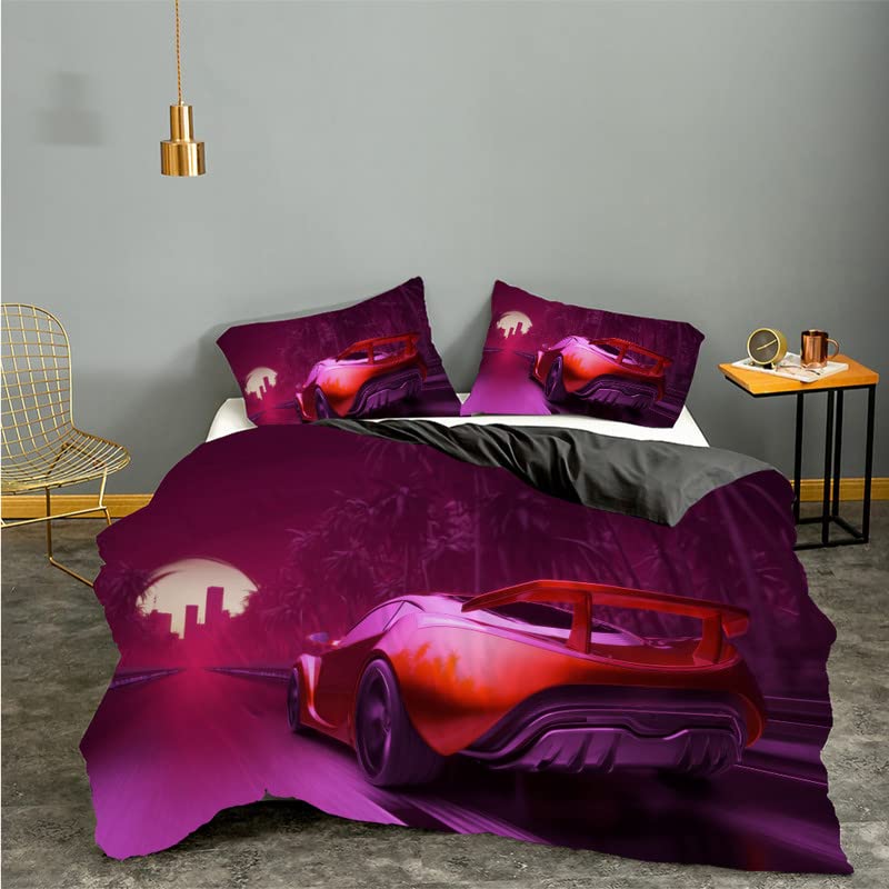Parure housse de couette 140x200 microfibre violette avec taies d'oreiller pour lit enfant