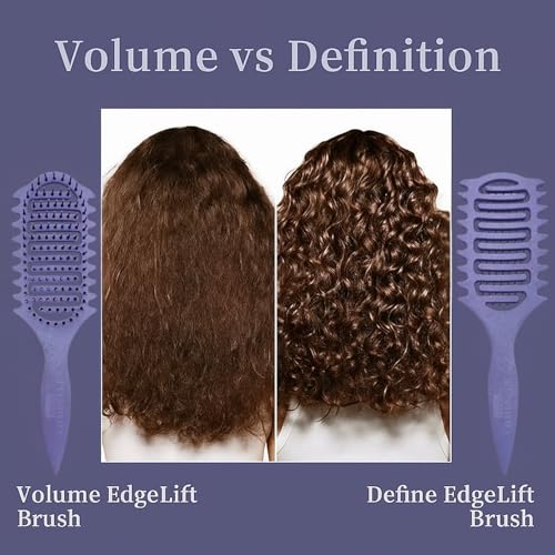 Image of Combelle Curl Defining Brush - 24 cm Vented Detangling & Volumizing Hair Brush for Curly Hair - Vegan Boar Bristles, Ergonomic Handle, Reduces Frizz & Defines Curls (Purple)