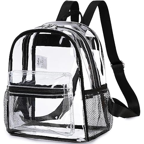 abshoo Clear Mini backpack Stadium Approved 12x12x6 Clear Bag Transparent Small Backpacks (Black) Cover