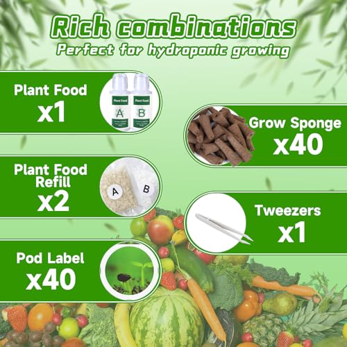 DECYOOL Kit hidropônico - Inclui etiquetas de pinças de esponjas