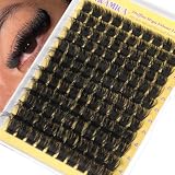 Yawamica Fluffy Lash Clusters Mega Volume Eyelash Clusters 12-25mm Long Thick Cluster Eyelash Extensions Wispy Individual Lashes D Curl Cluster Lashes for Instant Dramatic Lash Extension (DIY at Home)