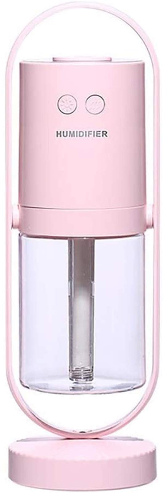 Humidificateur d'air anti air sec USB rose avec spray rotatif 360 LED