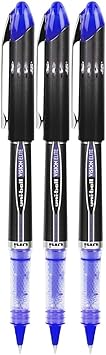 Vision Elite Rollerball Pens, Micro Point 0.5mm, Blue Ink, 3 count, Bundle with Plastic Reusable Pouch