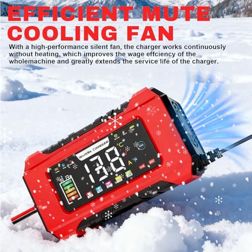 Cargador de Batería de Coche, 12V 15A/24V 8A Cargador Baterias Coche y Moto, Inteligente Cargadors de Batería con Pantalla LCD, Protección Seguridad Múltiple para Auto Moto Camión AGM Gel SLA LiFePO4 - imagen 8