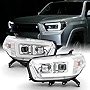 AKKON - Fits 2010-2013 Toyota 4Runner LED Light Tube Projector Headlights Housing Assembly - Chrome