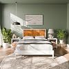 Bme Madia Bed Frame, Mid Century Queen Bed Frame and Headboard with Unique & Trendy Fluted Pattern, 800lbs Capacity Platform Bed Frame, Solid Acacia Wood Slat Support, Easy Assembly White Bed Frame