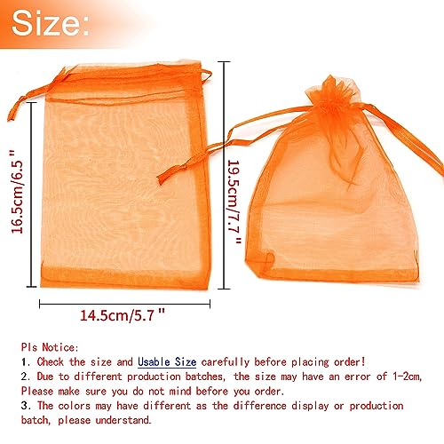 Image of Dealglad 50pcs Drawstring Organza Jewelry Candy Pouch Christmas Wedding Party Favor Gift Bags (6x8, Orange)