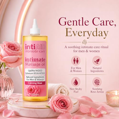 Image of Couple Massage oil with Sensual Bliss of Lavender & Chamomile. Ideal for Couples Date Nights, Mutual Pleasure & Soothing Massage Experience. Non-Sticky Texture - 200ml. (Pack of 2) (Rose Intimate Pack of 2)