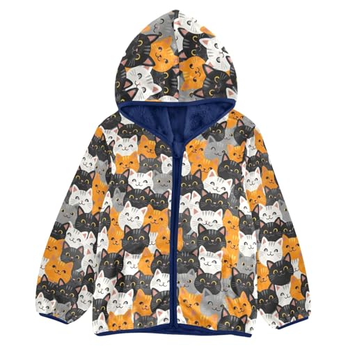 Cute Cartoon Cat Boy Comfy Soft Fleece Jacket with Polar Fleece Lining 3T