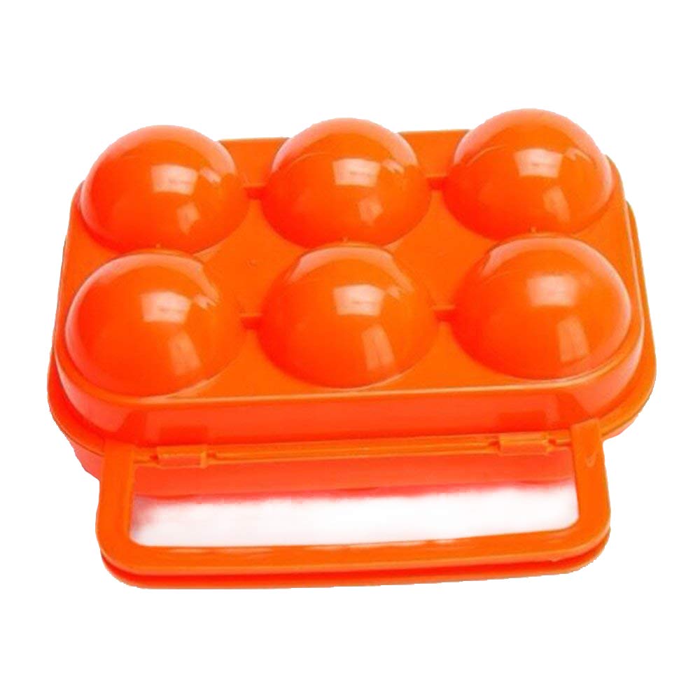 Heart Service Orange Portable Egg Holder Plastic 6 Grids Eggs Case Egg Protector Egg Tray Carrier Container For Outdoor Storage Picnic Use 1Pcs