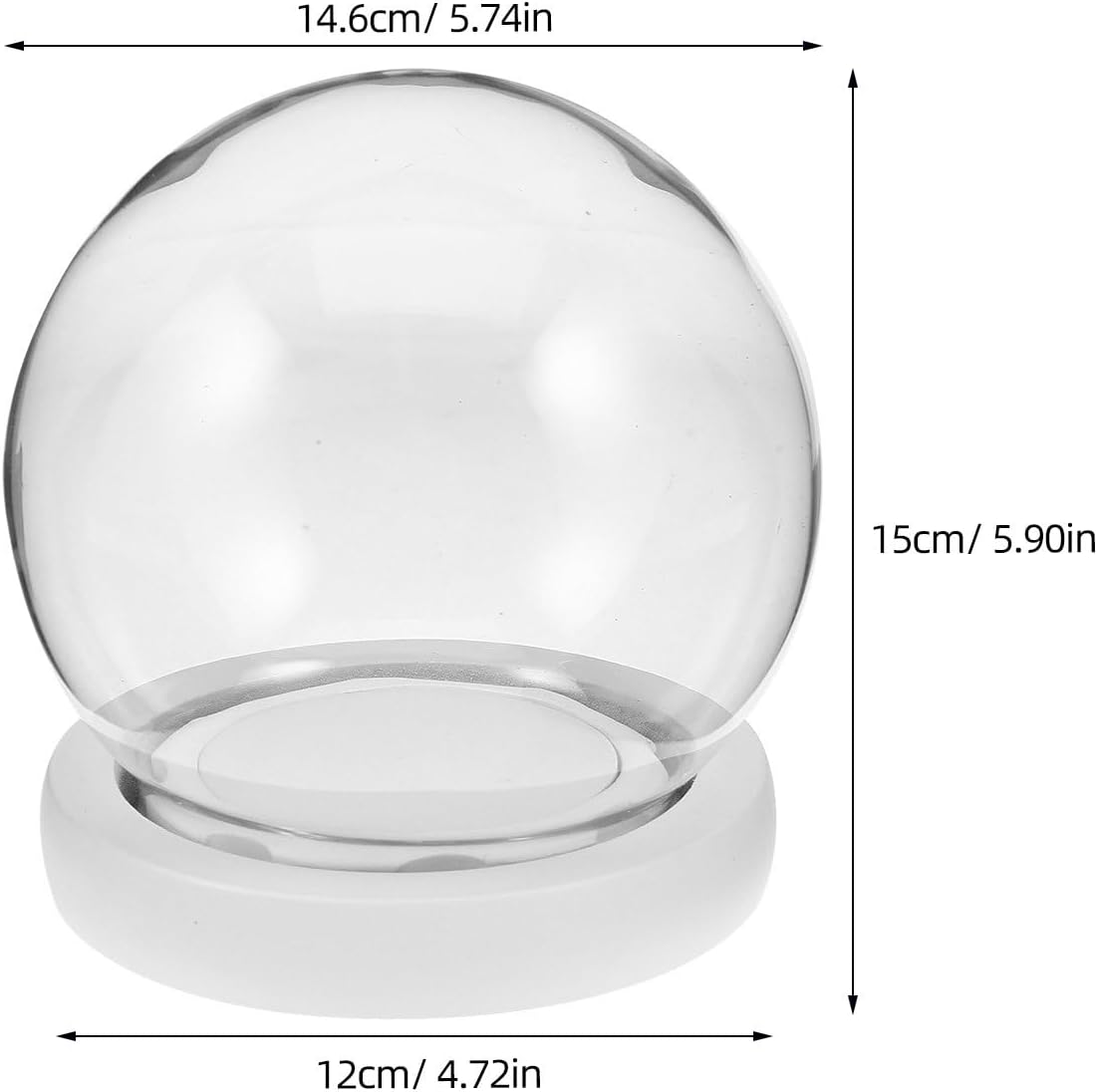 Glass Cloche Display Dome with Wooden Base 6" Clear Bell Jar for Collectibles Succulents Fairy Lights and Home Tabletop Decoration Decorative Glass Dome for Crafts