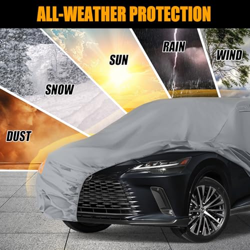 Image of Waterproof Premium Car Covers Replace for 2008-2025 Lexus RX350 RX450H, 10 Layers Heavy Duty with Cotton Liner All Weather Car Cover with Zipper Door, Windproof Bands for Snow Rain Dust Protection
