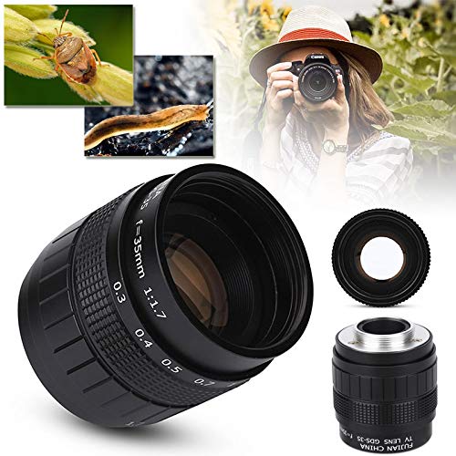 Obiettivo TV Da 35mm F/1.7 In Metallo Per CCTV, Compatibile Con Attacco C Per Fotocamere Mirrorless E Macro