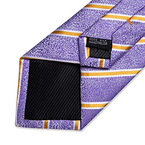 Image of DiBanGu Mens Striped Tie Silk Woven Necktie and Pocket Square Cufflinks Tie Clip Set Wedding Business Formal Gift Tie for Men