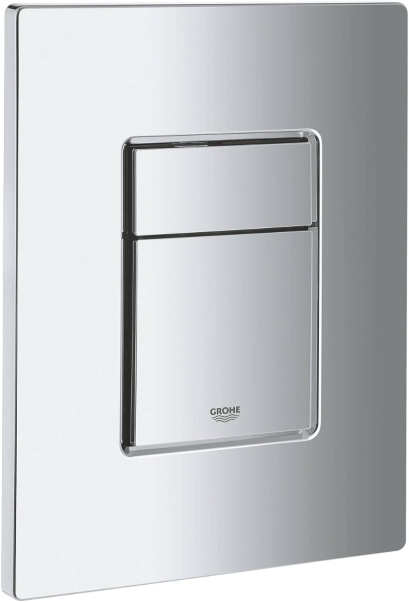 Even - Flush Plate for Concealed GD2 Cisterns (Water-Saving, Dual Flush with Start-and-Stop Activation for Pneumatic Drop Valve AV1, Easy to Install), Size 156 x 197 mm, Chrome, 38966000