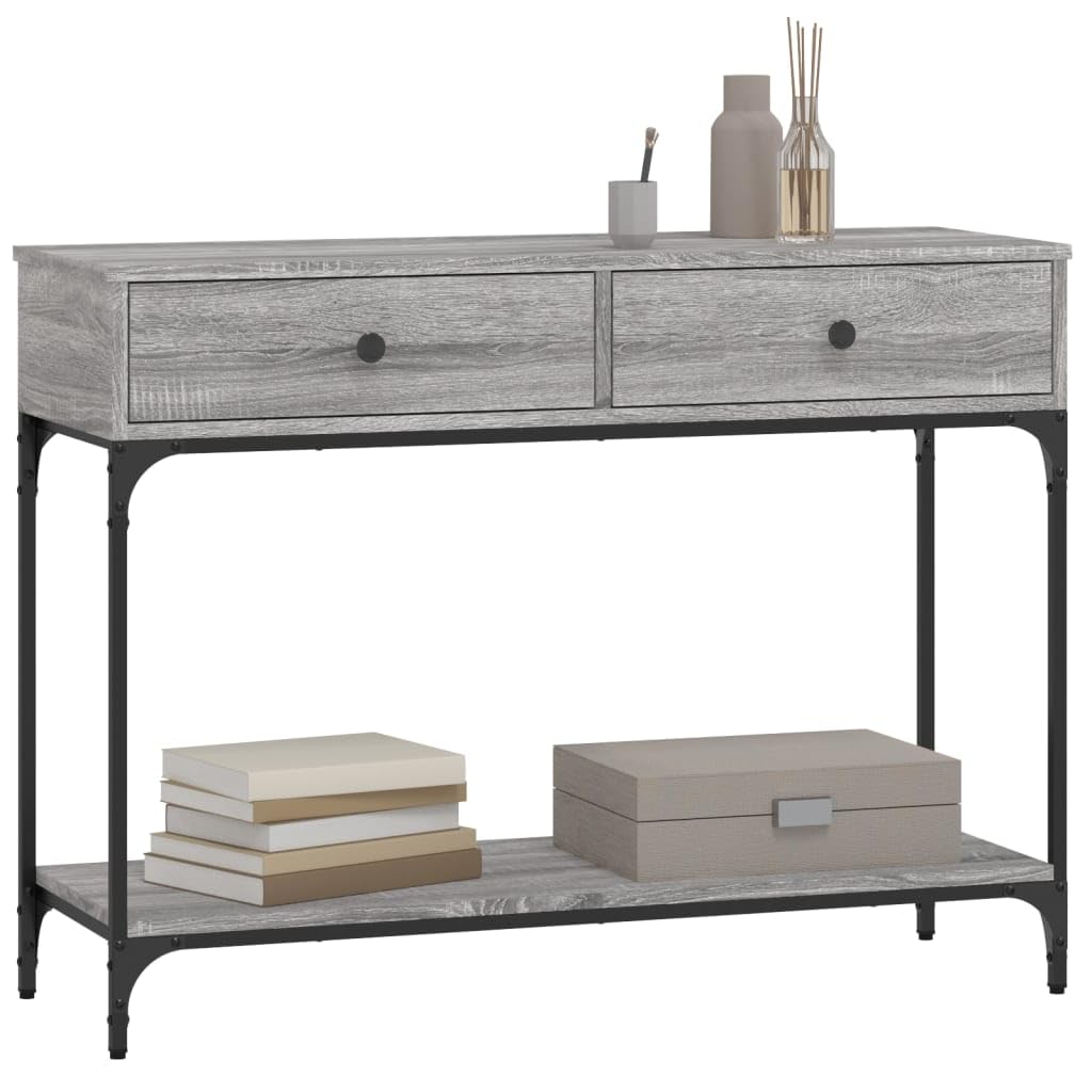 Sonoma stolik konsolowy, szary, 100 x 34,5 x 75 cm, wąski stolik pomocniczy z materiału drewnopochodnego z metalowym stelażem, stół do przedpokoju do salonu i przedpokoju