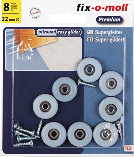 fix-o-moll Universal PTFE Gleiter mit Schraube 22 mm 8 Stück grau, 3566106 fix-o-moll Universal PTFE Gleiter mit Schraube 22 mm 8 Stück grau, 3566106