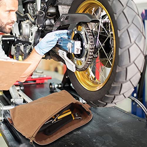 Wessleco 3 Pcs Small Tool Pouch, 16Oz Waxed Canvas Pouch With Zipper, 5.7/6.7/12.3 Inch Heavy Duty Tool Bag, Canvas Water Resistant Utility Pouch Organizer Tool Bag Pouch(Khaki) #TOP6