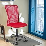 Home Office Chair Armless Mesh Ergonomic Executive Adjustable Mid Back for Women Small Modern Swivel Rolling Desk Task with Wheels Home, Office (Red)