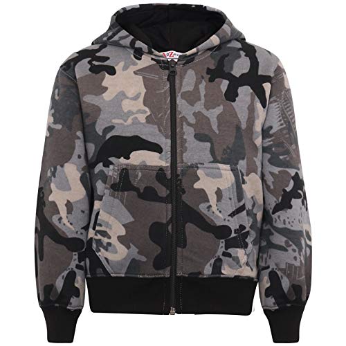 Image of A2Z 4 Kids Girls Boys Classic Plain Tie Dye Print Full Zip Up Hooded Zipper Top Jacket - Zipper Camo Charcoal 11-12