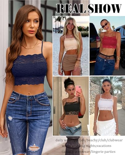 Image of Avidlove Lace Bralette for Women High Neck Camisoles Racerback Double-Layered Crop Top