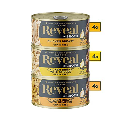 Reveal Natural Wet Cat Food, 12 Pack, Limited Ingredient Canned, Grain Free, Variety Of Chicken Flavors In Broth, 2.47Oz Cans #TOP2