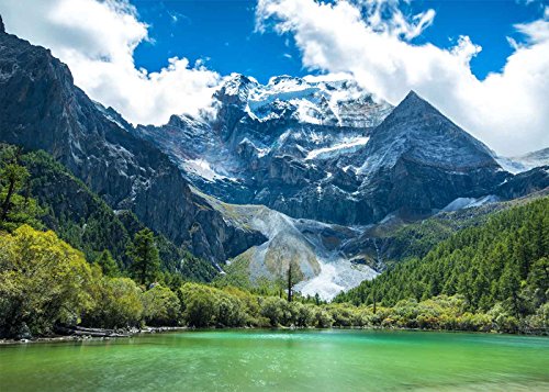 Fuermor Lake Backdrop 7X5Ft Photography Background Green Mountains Clear Lake Trees Nature Scenery Blue Sky Travel Portraits Children Photographic Props Lxfu235 #TOP6