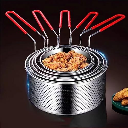 Cesta de Fritar, Cesta de Fritar, Cesta Redonda de Aço Inoxidável 304, Cesta de Fritar Com Alça para
