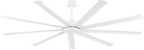 LEDLUX Ventilador de techo de 84 pulgadas sin luz plateada, motor CC reversible, control remoto de 6 velocidades, 9 aspas industriales de aluminio