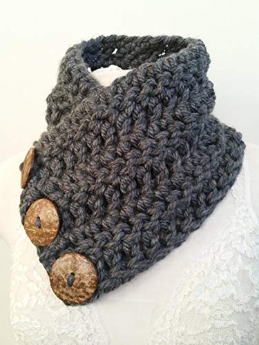 3 Button Chunky Unisex Boston Harbor Scarf Dark Grey2