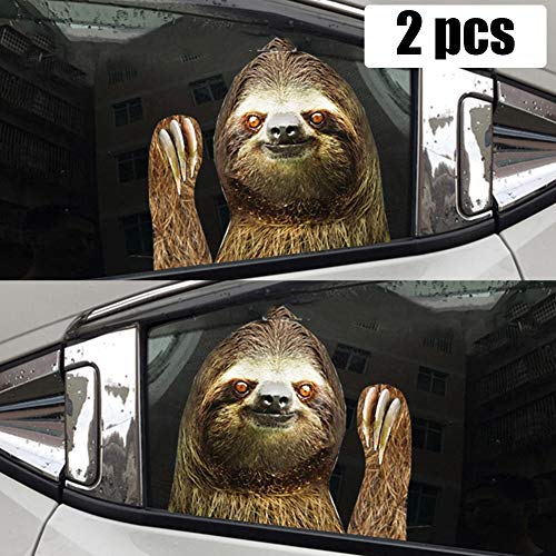 Sloth Car Side Window Decal Vinyl Sticker Perforated Funny Car Window Decal Left And Right Side Window Cling, 12.99'' X 11.42'' #TOP2