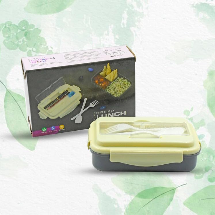 Image of 3-Compartment Insulated Lunch Box - Portable Food Container for Kids & Adults - Includes 2 Spoons, Keeps Food Warm - Ideal for School, Office & Travel