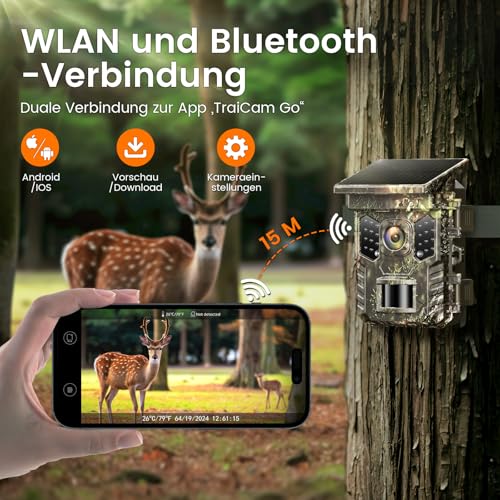 XTU Wildkamera mit Handyübertragung App,4K WLAN Wildtierkamera mit Bewegungsmelder Nachtsicht,Inklusive 32GB SD-Karte,IP66 Wasserdicht,Eingebauter 2600mAh Lithium-Akku Wiederaufladbar,0,2S Auslösen