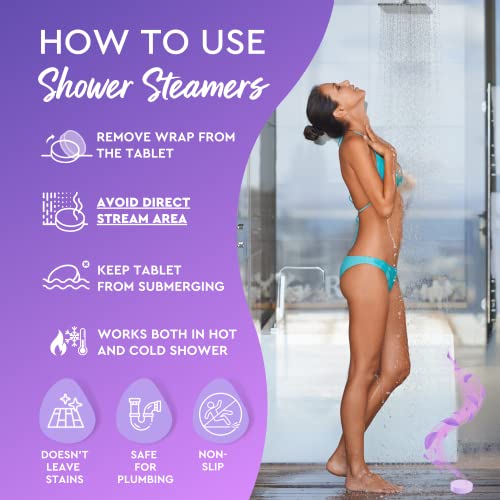 Cleverfy Shower Steamers Aromatherapy - Variety Pack Of 6 Shower Bombs With Essential Oils. Self Care And Relaxation Birthday Gifts For Women And Men. Purple Set #TOP5
