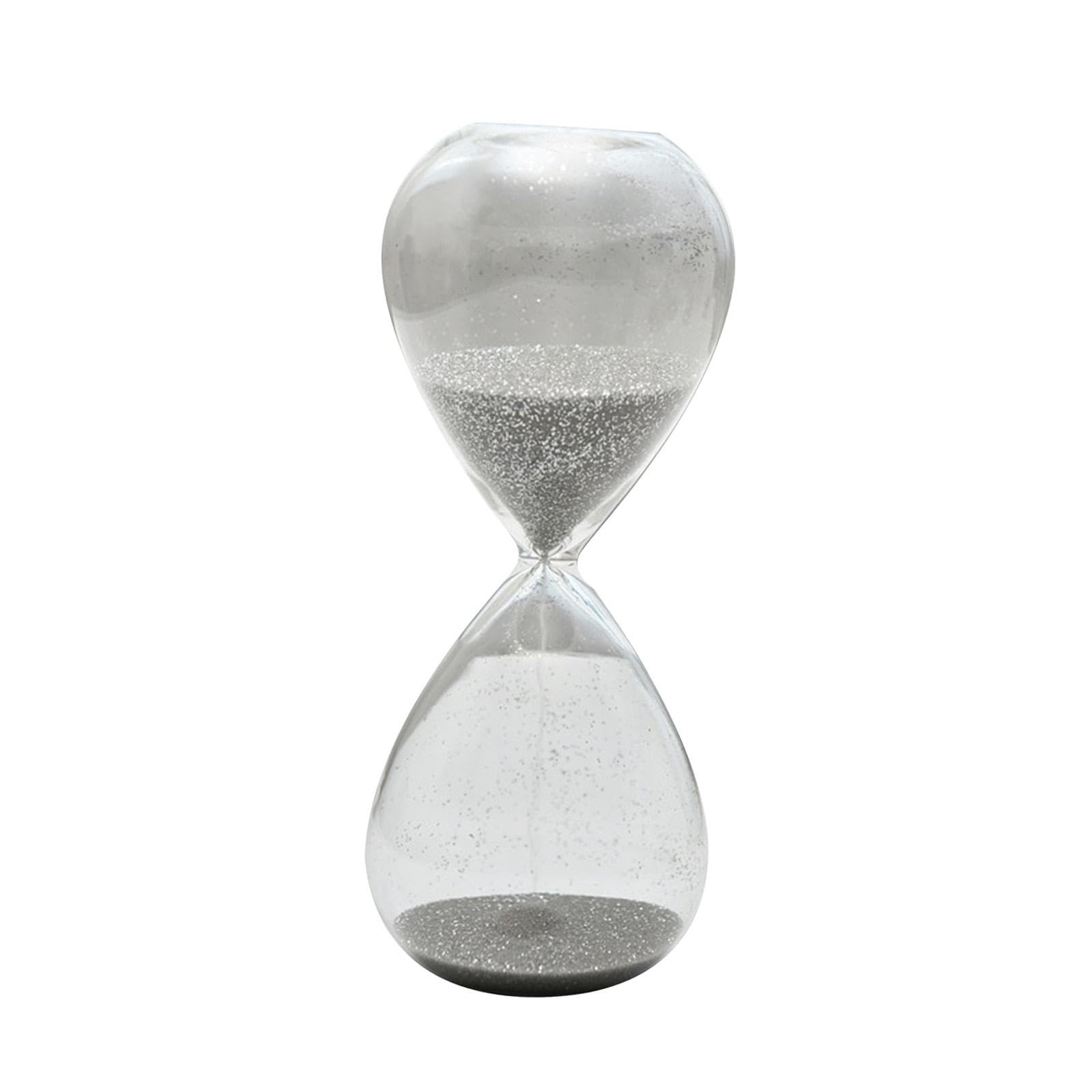 Sablier 30 minutes en verre borosilicate solide minuteur décoratif gris argent