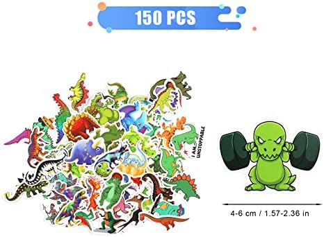 SAVITA Dinosaur Stickers for Kids, 150pcs Dinosaur Stickers Waterproof Cartoon Stickers for Skateboard Laptop Computer Water Bottle Luggage