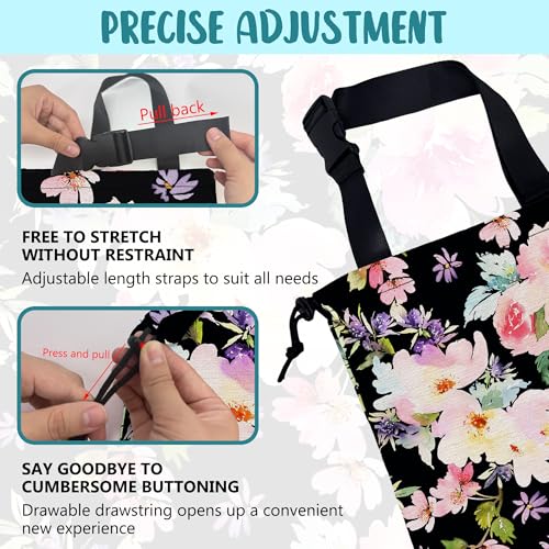 Image of Car Trash Bag Watercolor Pink Flowers Leak-Proof Waterproof Car Garbage Bag with Drawstring Foldable Canvas Trash Bin with Adjustable Buckle for Car Accessories, Travelling, Camping