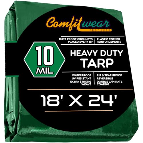 Super Heavy Duty Green/ Black Poly Tarp 18' x 24'
