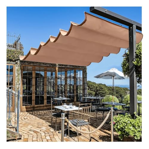 Rygcrud Versenkbare Pergola-Überdachung, Wasserdichtes Vordach Sonnensegel, Veranda Schiebedraht Markise Für Terrasse, Grill-Event, Garten, Liegewiese(0.6x5m)