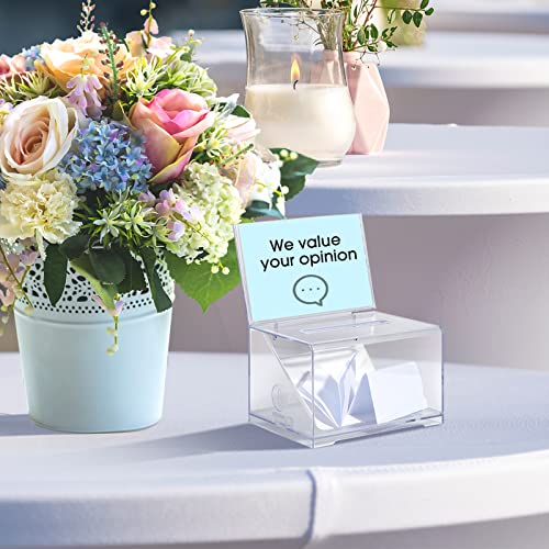 Kigley 9 Pack Acrylic Donation Box with Lock and Sign Clear Ballot Suggestion Donation Box with Slot for Fundraising Raffle Business Card Storage Container Voting Tip Jar - Thumbnail 2