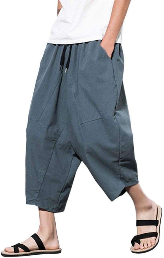 Fmkaieo Pantaloni Da Uomo In Lino E Cotone,Pantaloni Uomo Estivi