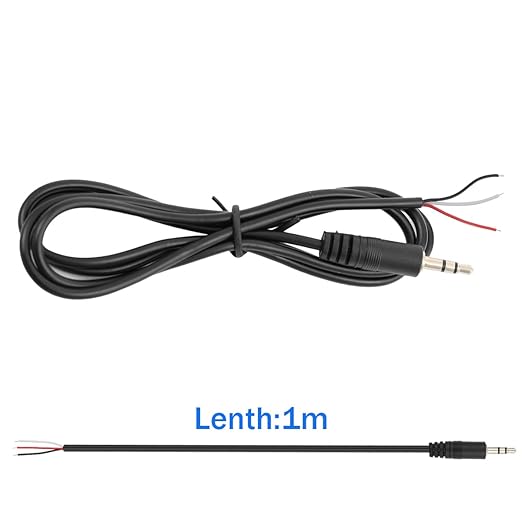 2 Pares de Cable Audio Estéreo 3.5mm Macho a Cable Pelado TRS 3 Polos miniatura 2